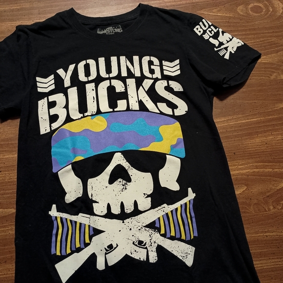 YOUNG BUCKS T-SHIRT - Small // AEW Wrestling Tag Team Bullet Club Tee Shirt - Picture 3 of 7